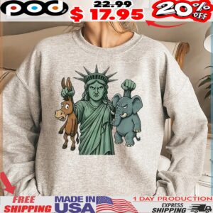 Statue of Liberty principle over party shirt