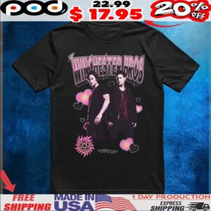 Supernatural Winchester Bros Portrait Hearts T Shirt