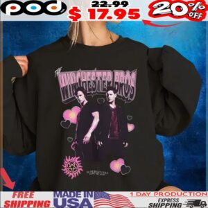 Supernatural Winchester Bros Portrait Hearts T Shirt