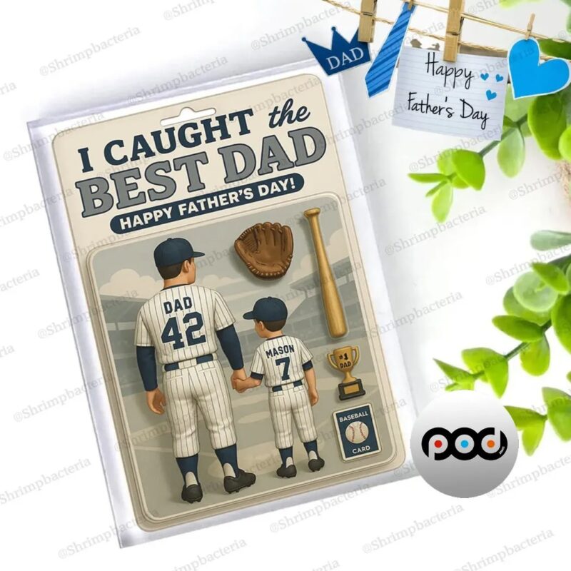 Personalized Father's Day I Caught the Best Dad Baseball Custom Figure Acrylic Block Plaque
