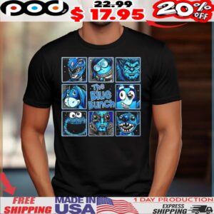 The Blue Bunch Blue Ranger Sadness Beast Eeyore Bluey Cookie Monster Abe Sapien and Stitch shirt