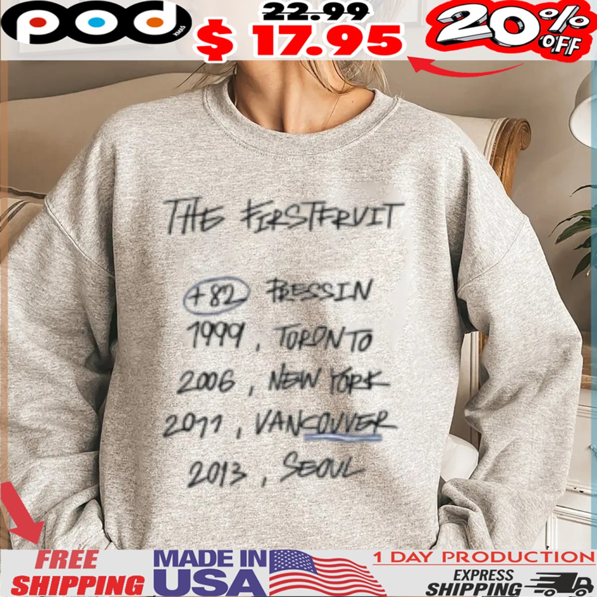 The Ferstervit 482 Pressin 1999, Toronto 2006, New York 2011, Vancouver 2013, Seoul Shirt