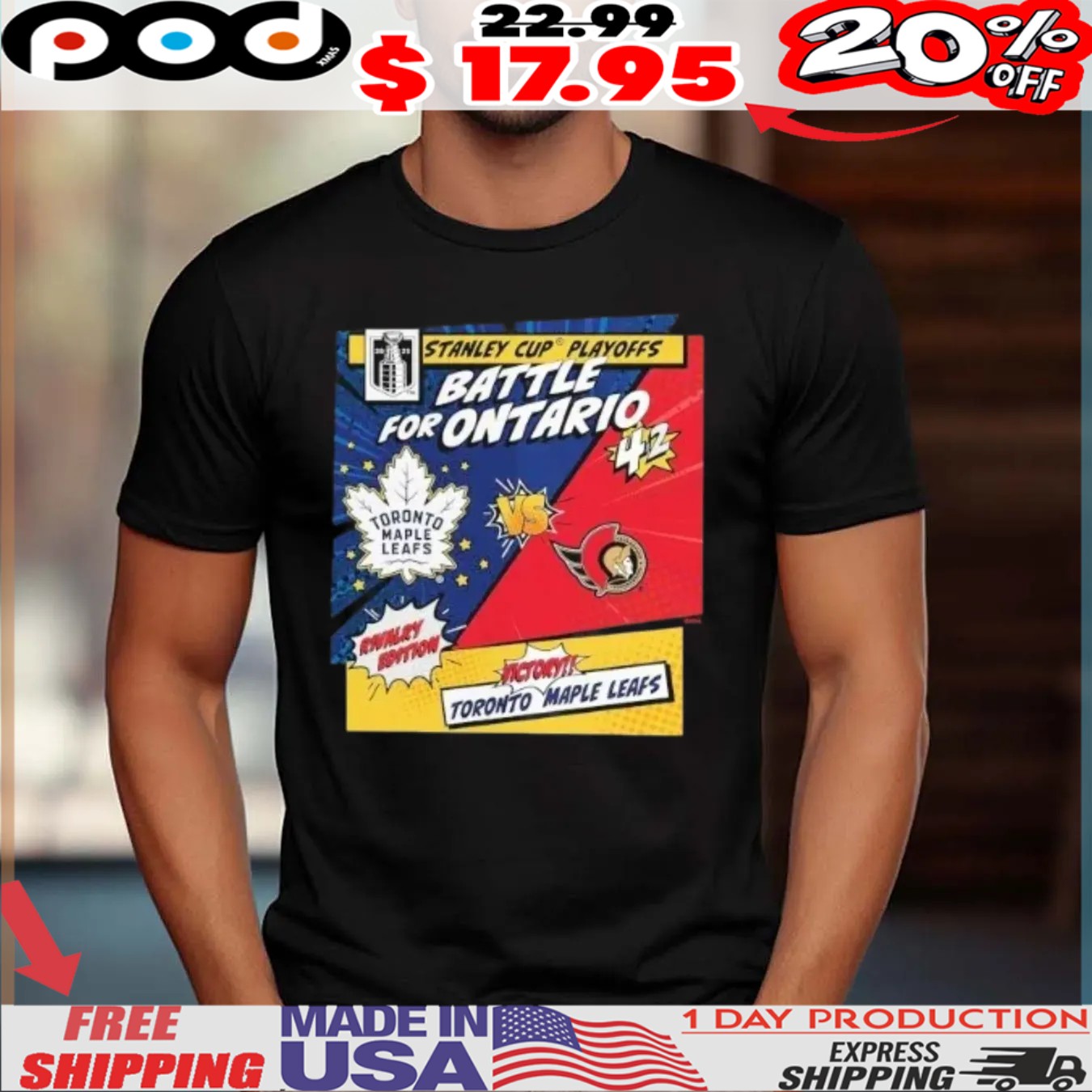 Toronto Maple Leafs vs Ottawa Senators 2025 Stanley Cup Playoffs Battle For Ontario Rivalry Comic Pop Shirt Toronto Maple Leafs vs Ottawa Senators 2025 Stanley Cup Playoffs Battle For Ontario Rivalry Comic Pop Shirt