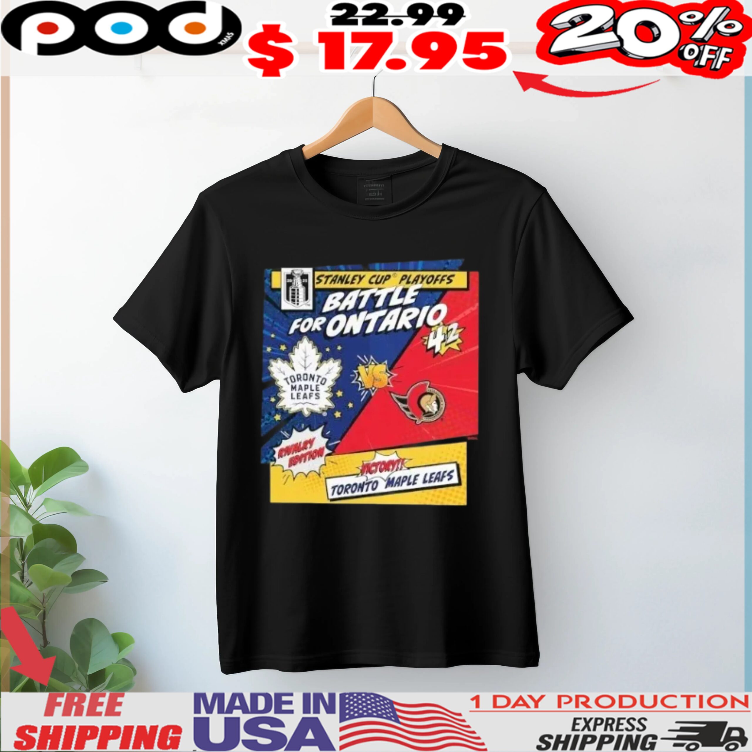 Toronto Maple Leafs vs Ottawa Senators 2025 Stanley Cup Playoffs Battle For Ontario Rivalry Comic Pop Shirt Toronto Maple Leafs vs Ottawa Senators 2025 Stanley Cup Playoffs Battle For Ontario Rivalry Comic Pop Shirt