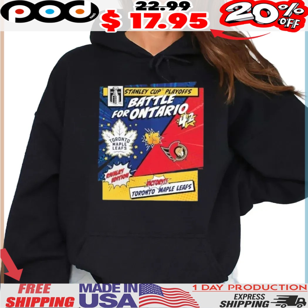 Toronto Maple Leafs vs Ottawa Senators 2025 Stanley Cup Playoffs Battle For Ontario Rivalry Comic Pop Shirt Toronto Maple Leafs vs Ottawa Senators 2025 Stanley Cup Playoffs Battle For Ontario Rivalry Comic Pop Shirt