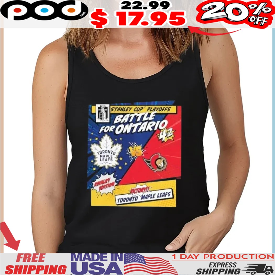 Toronto Maple Leafs vs Ottawa Senators 2025 Stanley Cup Playoffs Battle For Ontario Rivalry Comic Pop Shirt Toronto Maple Leafs vs Ottawa Senators 2025 Stanley Cup Playoffs Battle For Ontario Rivalry Comic Pop Shirt