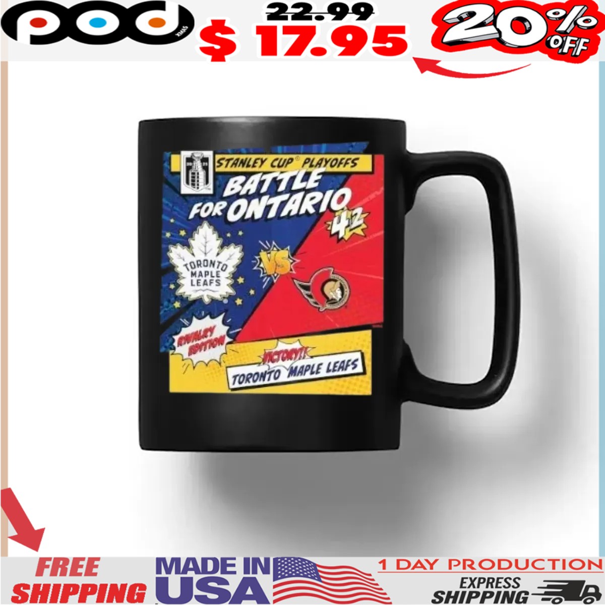 Toronto Maple Leafs vs Ottawa Senators 2025 Stanley Cup Playoffs Battle For Ontario Rivalry Comic Pop Shirt Toronto Maple Leafs vs Ottawa Senators 2025 Stanley Cup Playoffs Battle For Ontario Rivalry Comic Pop Shirt