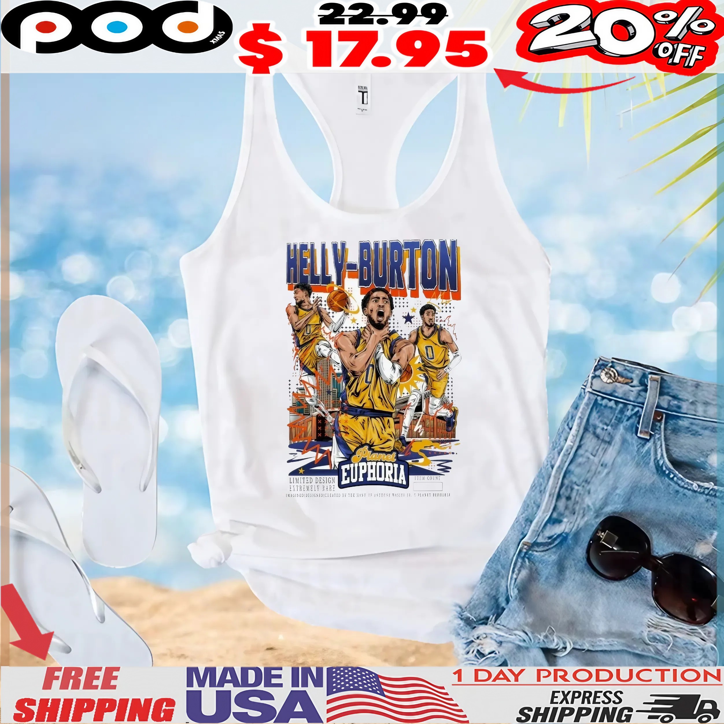 Tyrese Haliburton Helly Burton Choke Planet Euphoria Collage T shirt