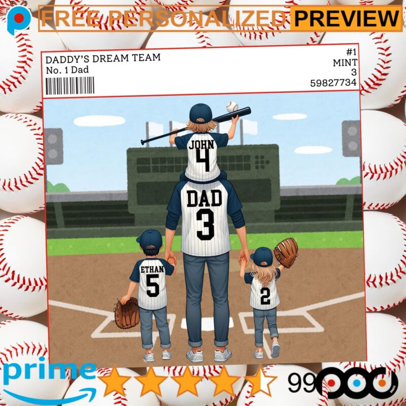 Daddy's Dream Team No 1 Dad Baseball Coach And Kids Father’s Day Gift Personalized Acrylic Block Plaque Daddy's Dream Team No 1 Dad Baseball Coach And Kids Father’s Day Gift Personalized Acrylic Block Plaque