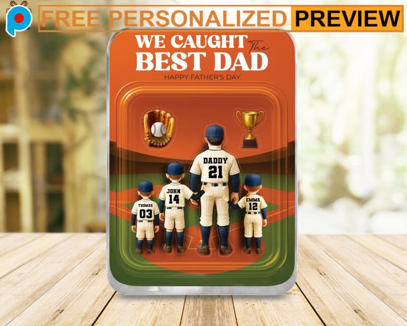 We Caught The Best Dad Baseball Father’s Day Personalized Name Father's Day Baseball Acrylic Block Plaque