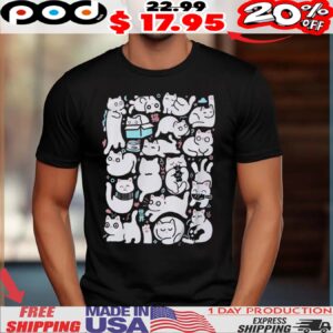 White Cat Collage Shirt