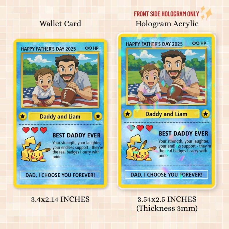 il_fullxfull.6864234510_6uln Best Dad Ever New Dad Personalized Anime Father's Day Hologram Wallet Card