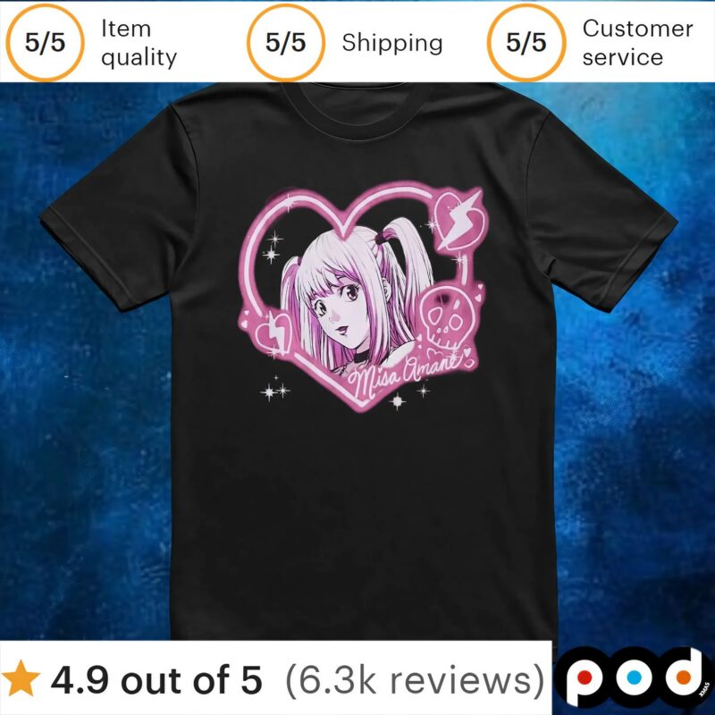 Death Note Misa Pink Heart Portrait T Shirt