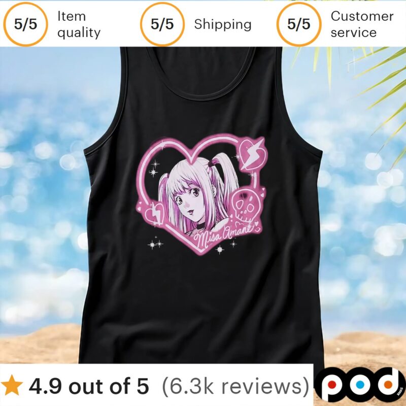 Death Note Misa Pink Heart Portrait T Shirt