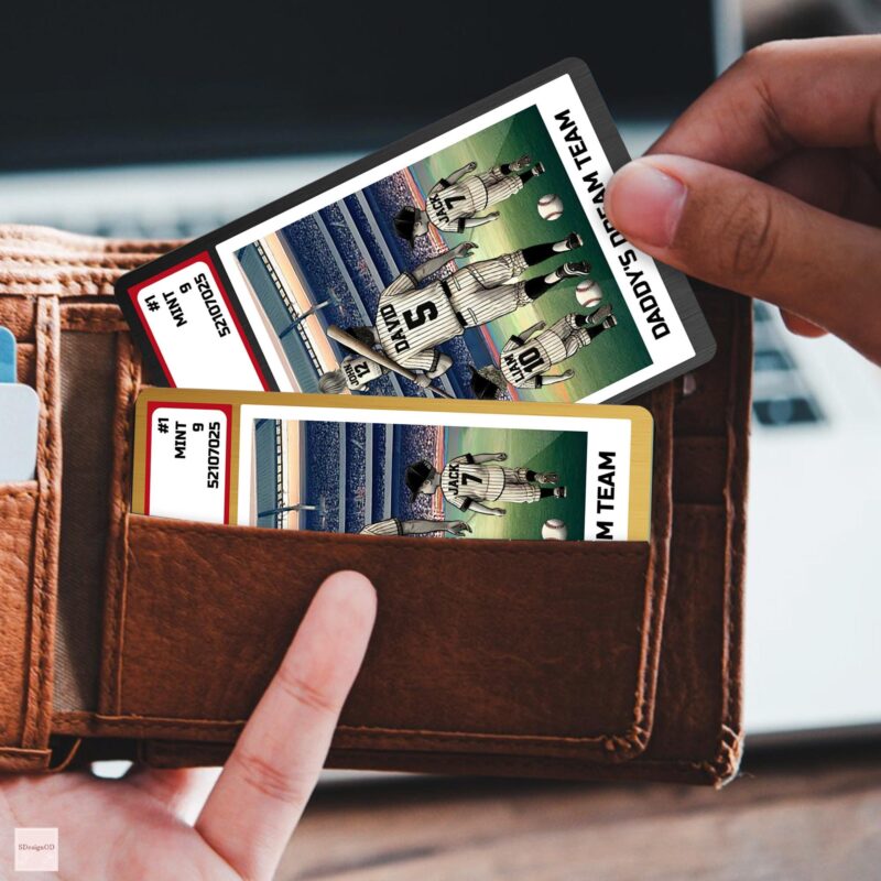 2025 Family League Baseball No 1 Dad Man And Kids Card Personalized Fathers Day Gift Baseball Dad Wallet Card