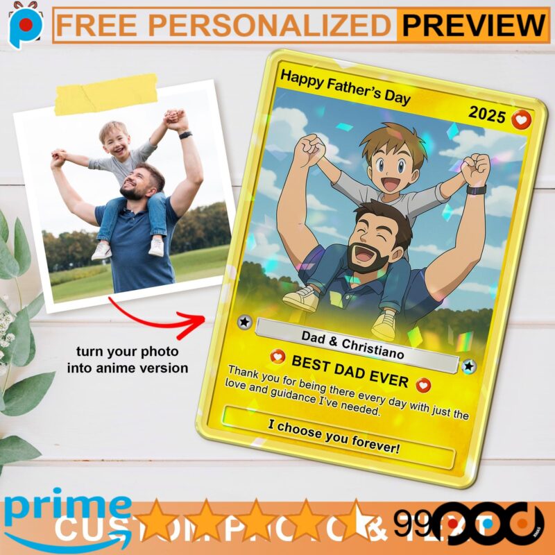 Personalized Photo Anime Poke Father's Day Hologram Card