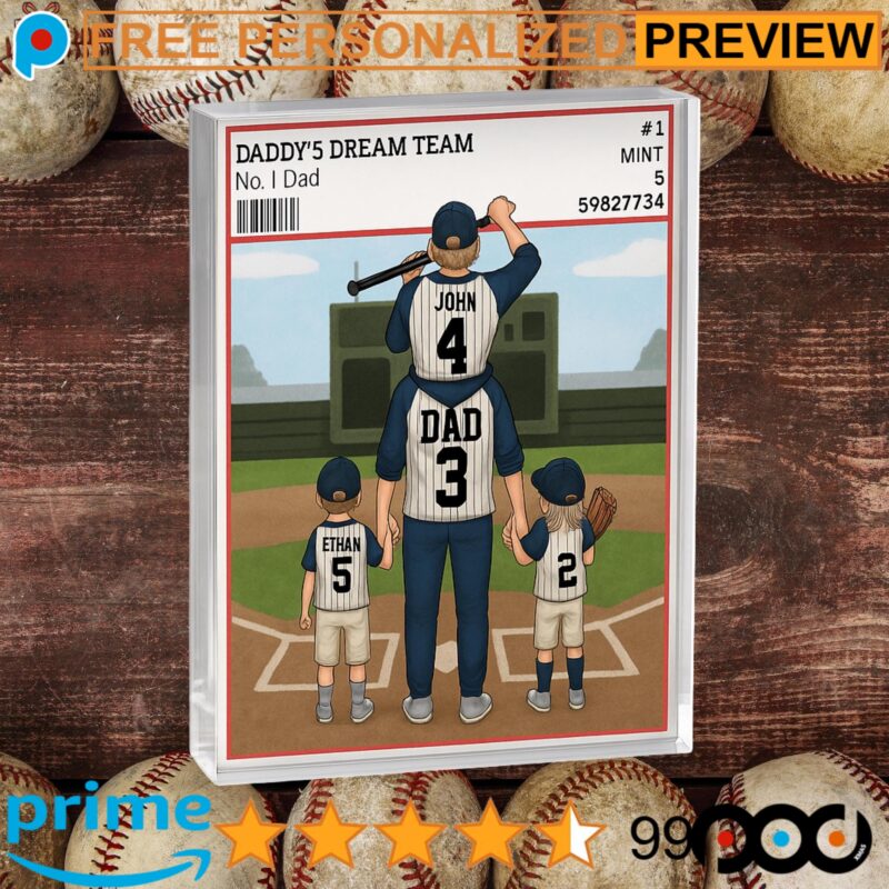 Daddy's Dream Team No 1 Dad Baseball Coach And Kids Father’s Day Gift Personalized Acrylic Block Plaque Daddy's Dream Team No 1 Dad Baseball Coach And Kids Father’s Day Gift Personalized Acrylic Block Plaque