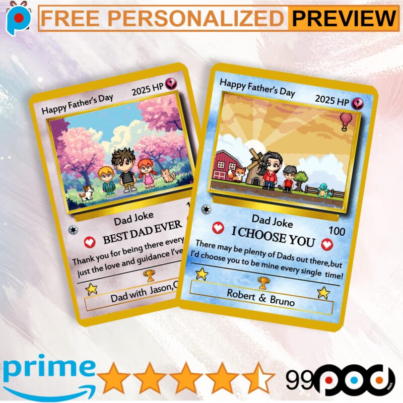 Personalized Poke Dad Gamer Father's Day Wallet Card