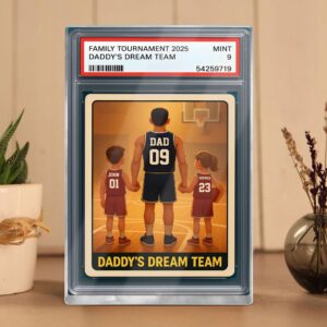 Fathers Day Gift Basketball No 1 Dad Grandpa Man And Kids Trading Card Style Personalized Acrylic Block Plaque