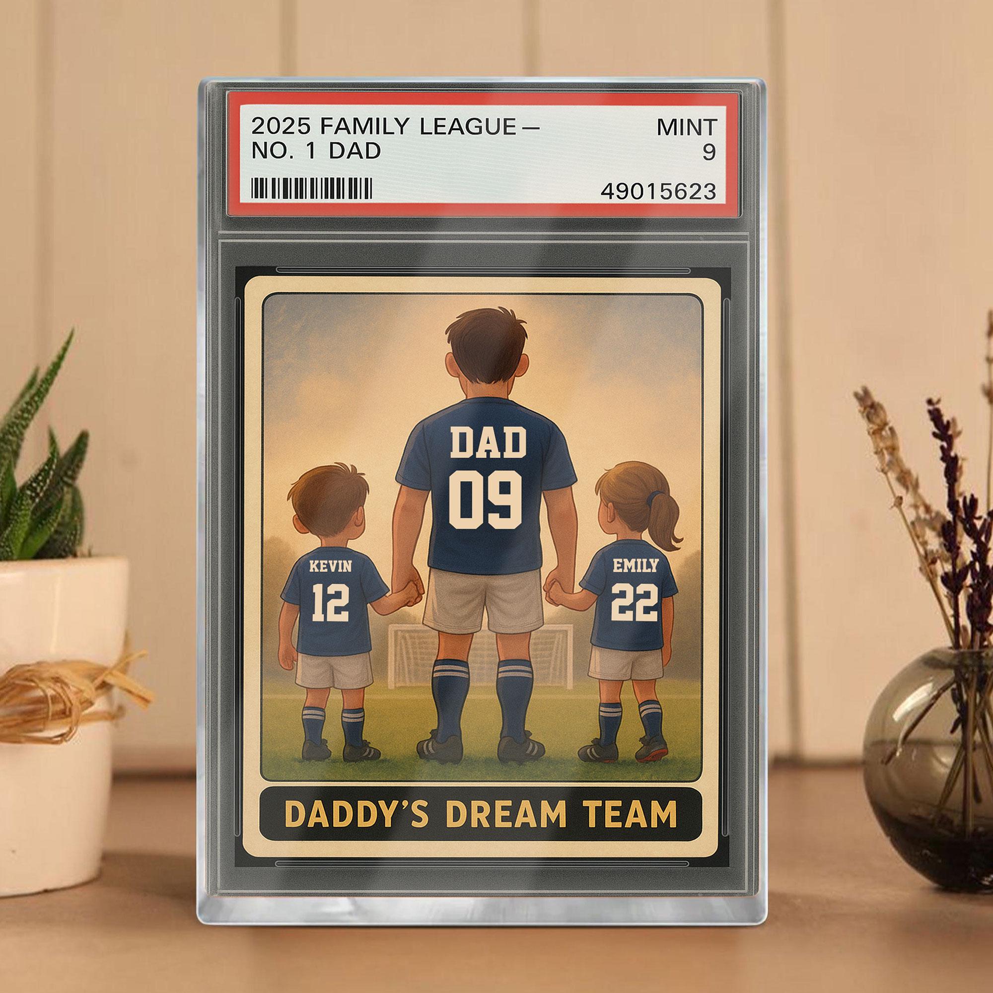 il_fullxfull.6855703950_5176 Soccer No 1 Dad Grandpa Man And Kids Personalized Fathers Day Gift Trading Card Style Acrylic Block Plaque