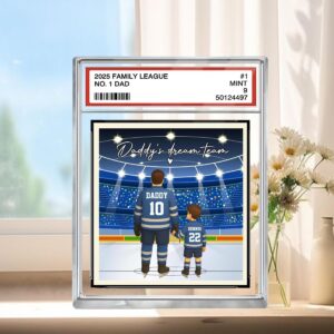 Sport Dad Keepsake Hockey No 1 Dad Personalized Trading Card Father's Day Gift Acrylic Block Plaque