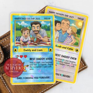 Best Dad Ever New Dad Personalized Anime Father's Day Hologram Wallet Card