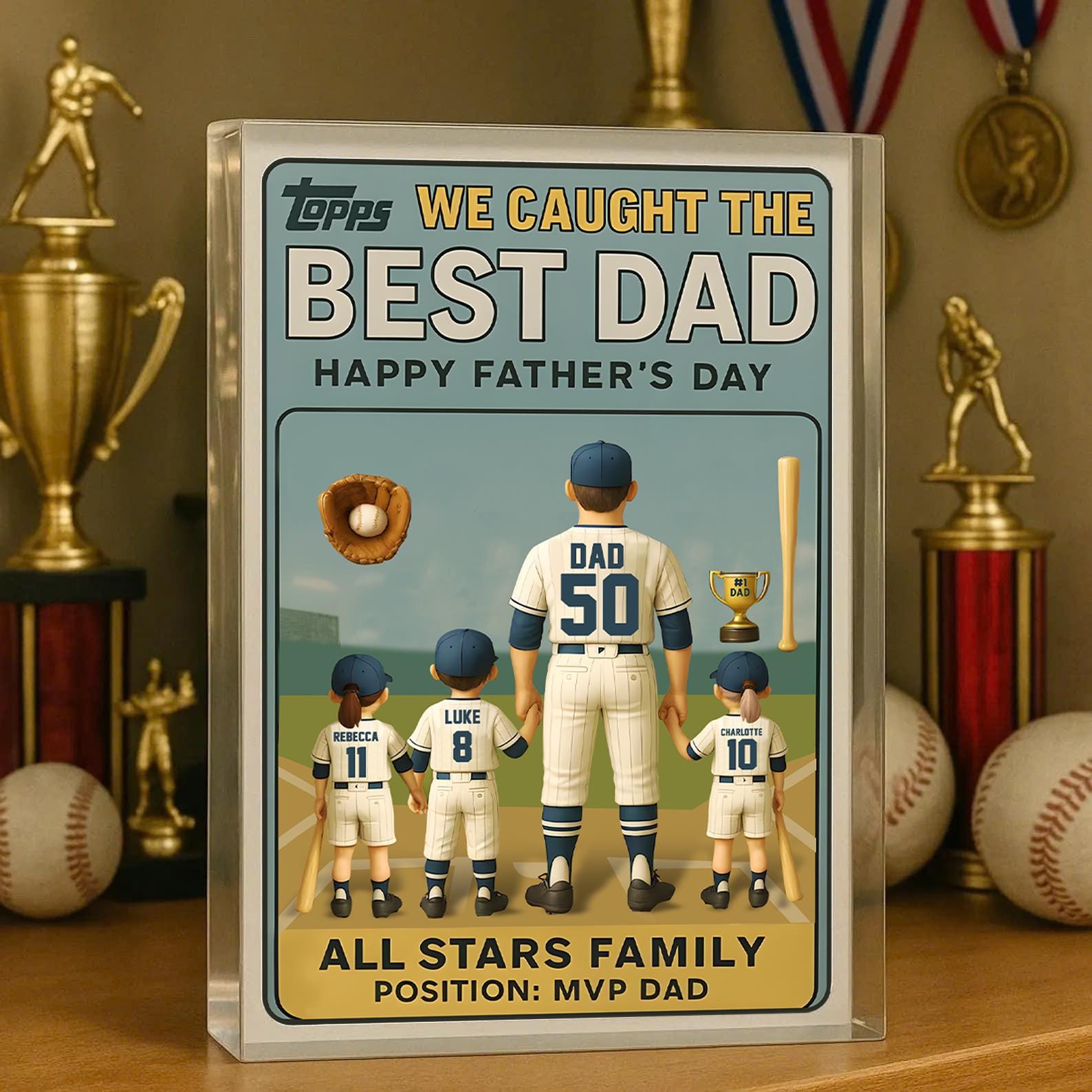 il_fullxfull.6862577592_lf3w Personalized Father’s Day Gift We Caught the Best Dad Vintage Baseball Trading Card Style Acrylic Block Plaque