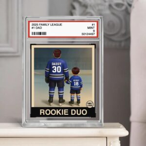 Hockey No 1 Dad Man & Kids Trading Card Style Personalized Acrylic Block Plaque