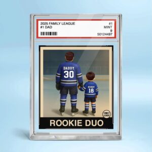 Hockey No 1 Dad Man & Kids Trading Card Style Personalized Acrylic Block Plaque
