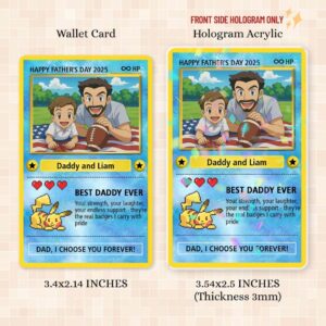 Best Dad Ever New Dad Personalized Anime Father's Day Hologram Wallet Card