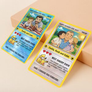 Best Dad Ever New Dad Personalized Anime Father's Day Hologram Wallet Card