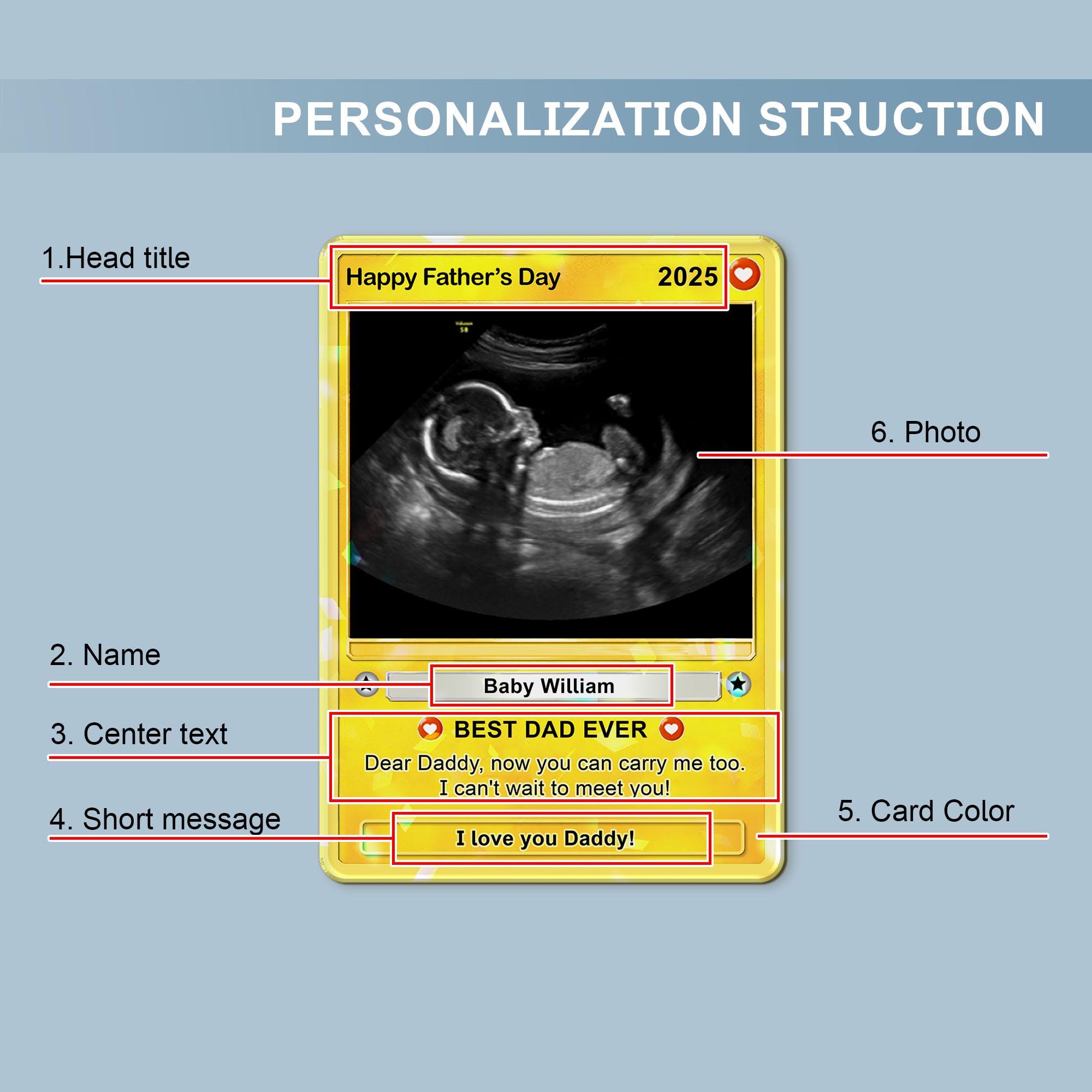 Father's Day Ultrasound Best Dad Ever Pregnancy New Dad Sonogram Hologram Wallet Card
