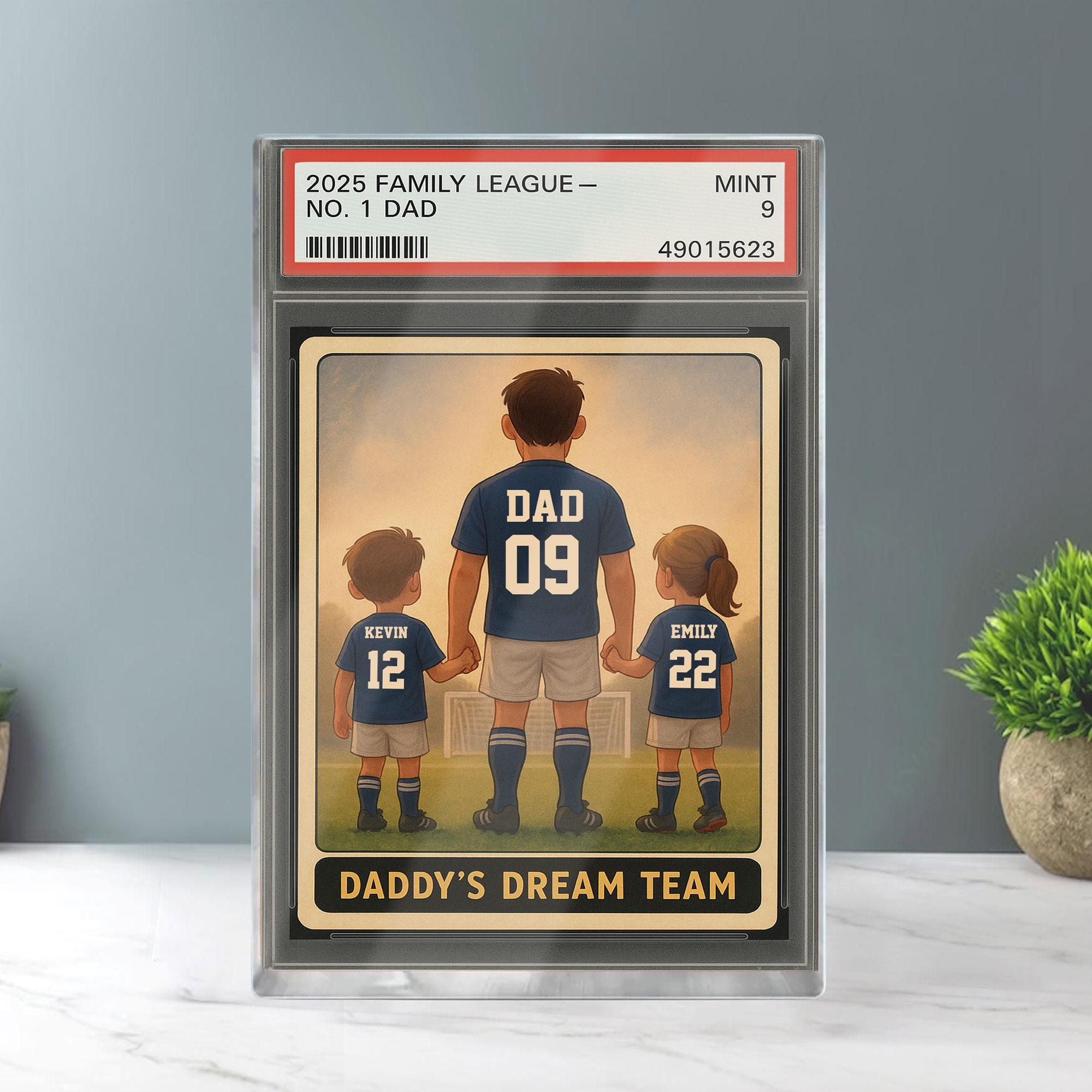 il_fullxfull.6903679277_7345 Soccer No 1 Dad Grandpa Man And Kids Personalized Fathers Day Gift Trading Card Style Acrylic Block Plaque