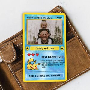 Best Dad Ever New Dad Personalized Anime Father's Day Hologram Wallet Card