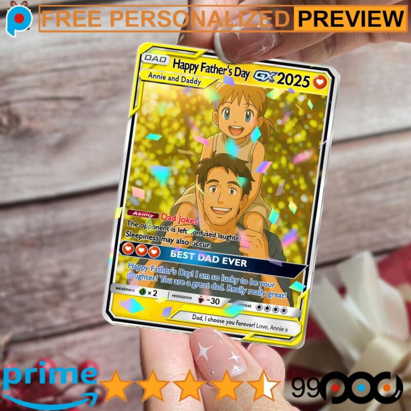 Personalized Father's Day Pokemon Best Dad Hologram Wallet Card Personalized Father's Day Pokemon Best Dad Hologram Wallet Card