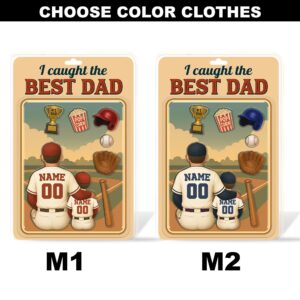 Baseball Dad and Kids Name Custom Figure Baseball Dad Gifts for Fathers Day Acrylic Block Plaque