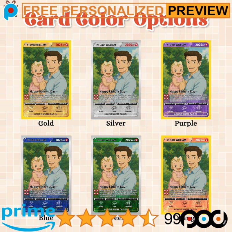 Free Custom Photo Anime Best Dad Super Hero Dad Wallet Card Father's Day Hologram Card Free Custom Photo Anime Best Dad Super Hero Dad Wallet Card Father's Day Hologram Card