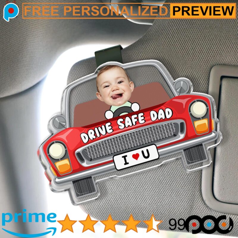 Drive Safe Daddy Personalized Father's Day Gift Photo Car Visor Clip