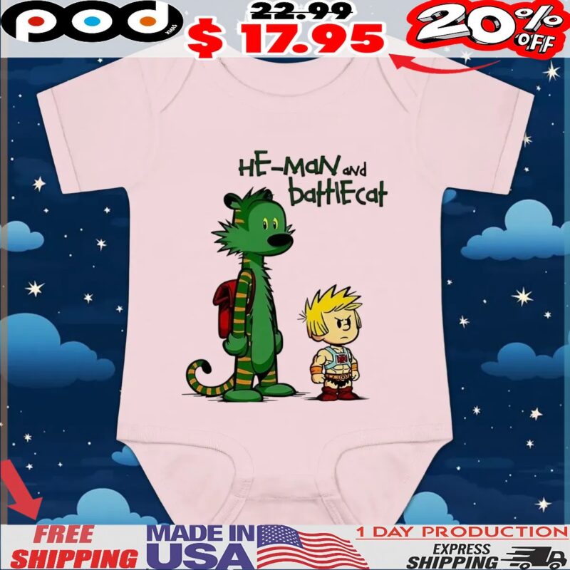 He-Man and Battle Cat X Calvin and Hobbes Imaginary Hero t shirt