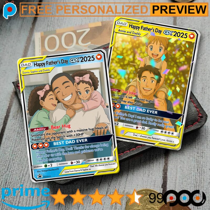 Personalized Father's Day Pokemon Best Dad Hologram Wallet Card