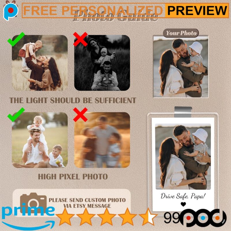 Drive Safe Daddy Custom Fathers Day Gift For Dad Photo Sun Visor Clip