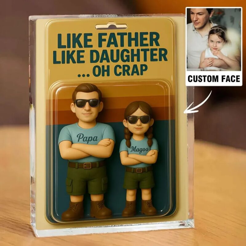 Like Father Like Daughter Oh Crap Custom Photo Dad And Kids Father's Day Acrylic Block Plaque