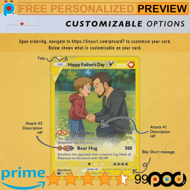 Free Custom Father's Day Pokemon Dad Wallet Card Free Custom Father's Day Pokemon Dad Wallet Card