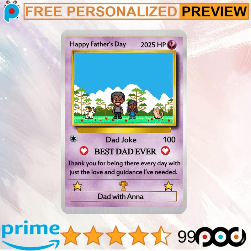 Personalized Poke Dad Gamer Father's Day Wallet Card Personalized Poke Dad Gamer Father's Day Wallet Card