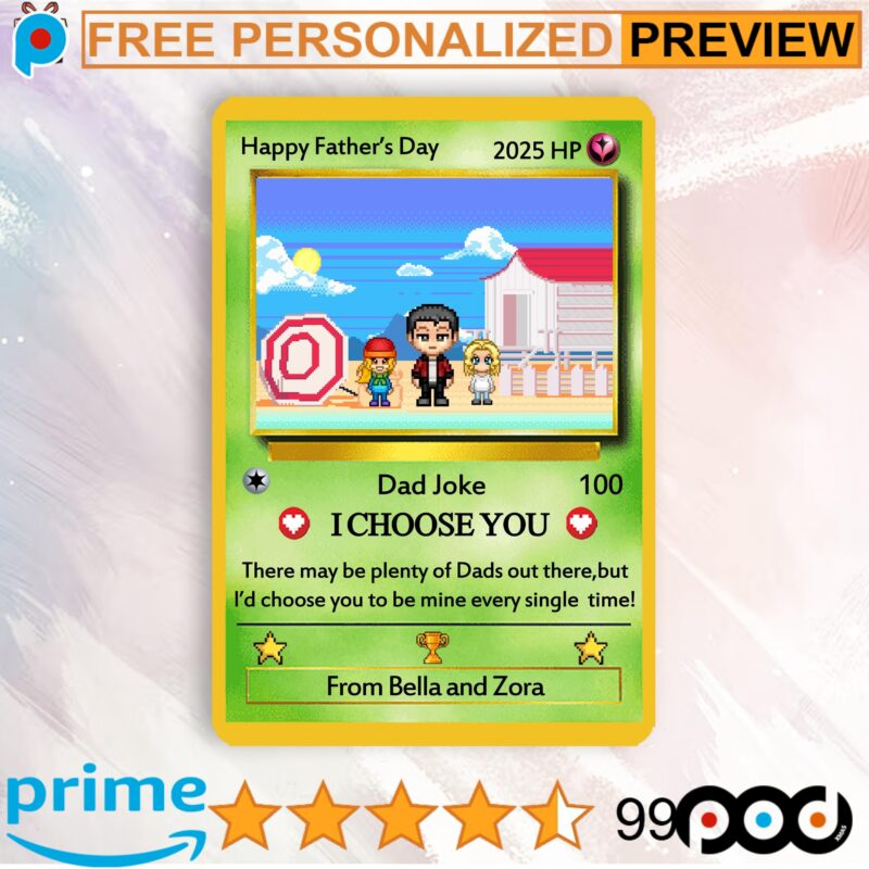 Personalized Poke Dad Gamer Father's Day Wallet Card Personalized Poke Dad Gamer Father's Day Wallet Card