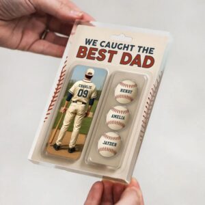 Personalized We Caught The Best Dad Baseball Action Figure Father's Day Acrylic Block Plaque