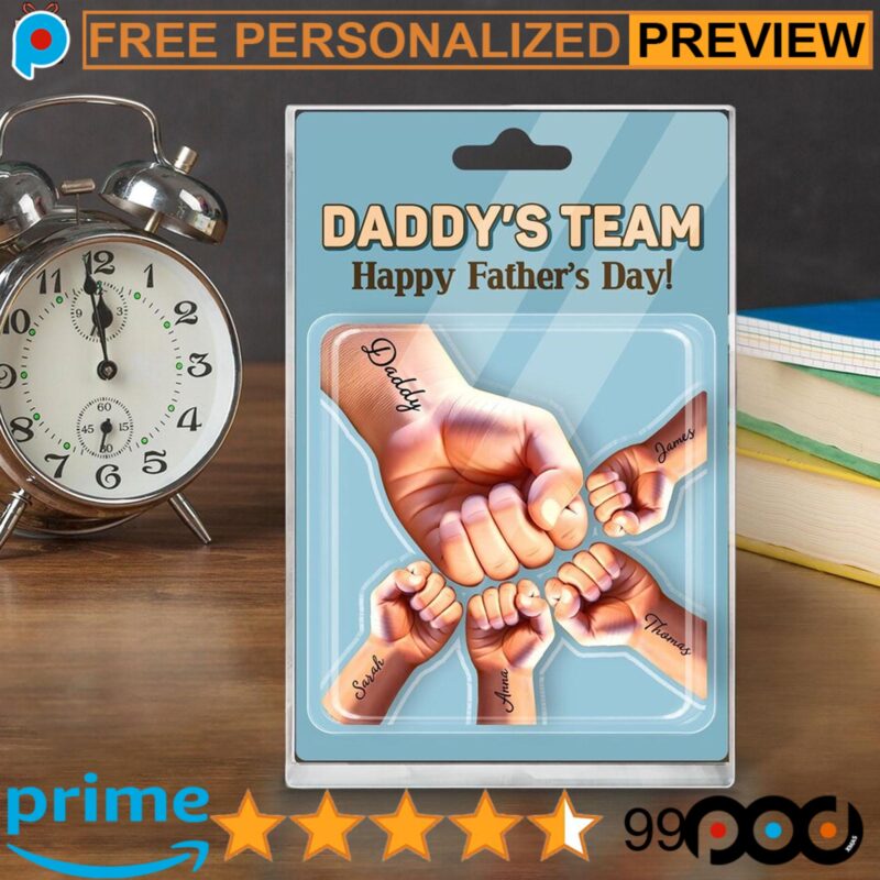 Personalized Figure Daddy's Team Dad and Children Hand Holding Father's Day Acrylic Block Plaque Personalized Figure Daddy's Team Dad and Children Hand Holding Father's Day Acrylic Block Plaque