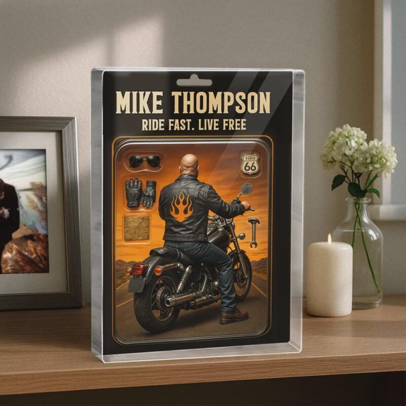 Biker Dad & Grandpa Personalized Motorcycle Dad Acrylic Block Plaque