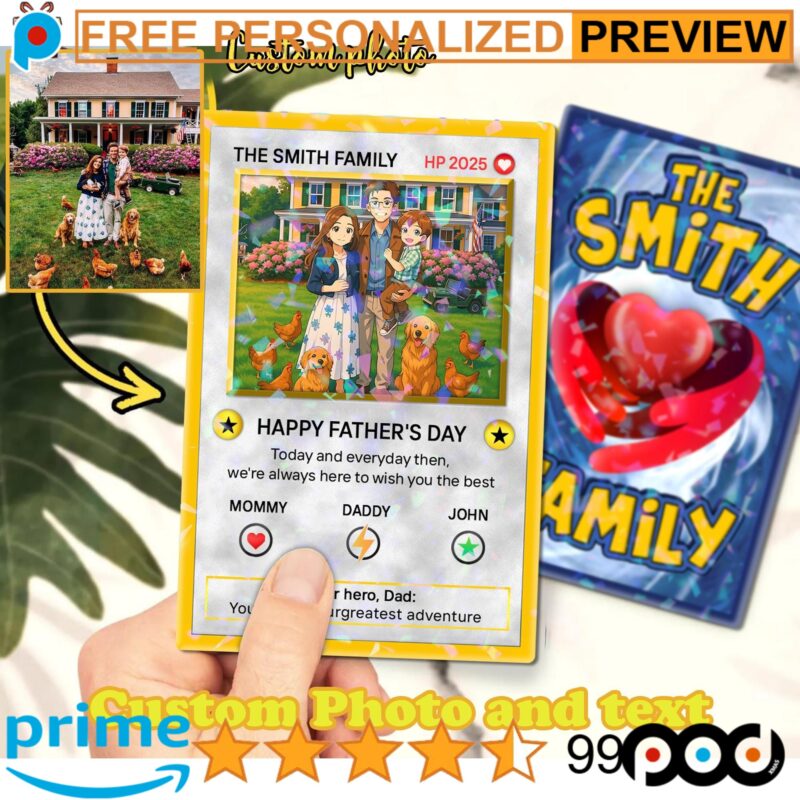 Free Personalized Father's Day Pok Mon Photo Anime Hologram Card