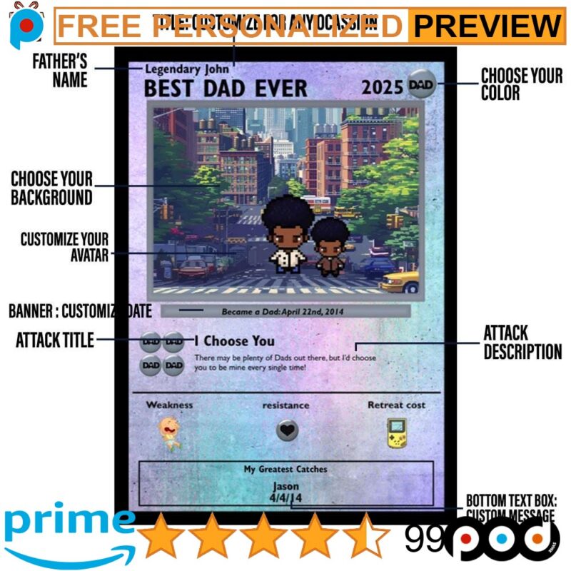 Personalized Poke Father's Day Present Super Saiyan Card Personalized Poke Father's Day Present Super Saiyan Card